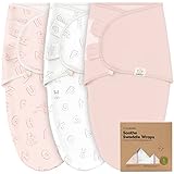 KeaBabies 3-Pack Bio-Baby-Schlafsack zum Pucken - Ergonomische Pucksack Baby 0-3 Monate, Babyschlafsack Neugeborene, Pucktuch Baby, Puck Schlafsack Baby Pucksack, Baby Wickeldecke (ABC Land Rose)