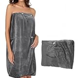 VIBINHO Saunakilt Damen, Saunarock & Saunakleid aus Schnelltrocknender Mikrofaser, 80x140 cm, Elastisch mit Verstellbaren Knöpfen & Tasche für Sauna, Fitness, Strand und Schwimmbad