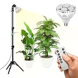 SANSI 40W Dimmbare LED Pflanzenlampe für Zimmerpflanzen mit Ständer, 4000K Vollspektrum E27 Pflanzenlicht mit Fernbedienung, 4/8/12 Stunden Timer, 4 Helligkeits, 40–110cm Höhenverstellbar