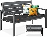 KESSER® Gartenbank mit Kissen – Sitzbank Wetterfest 2-Sitzer Parkbank in Holzoptik Balkonbank für Garten Terrasse Balkon bis 300 kg belastbar UV-beständig inkl. abnehmbarem & waschbarem Polsterbezug