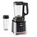 Tefal InfinyMix Hochgeschwindigkeits-Standmixer, 5 Auto-Programme + manuelle Einstellung, 2,6-l-Tritan-Behälter, inkl. 600ml Reisebecher/Stampfer/Rezeptheft, Silber, BL91HD31