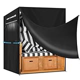 SIMPHAUS Schutzhülle für Strandkorb Abdeckung Wasserdicht XXL Strandkorbhülle Winterfest und UV Schutz für Strandkorb Überzug Strandkorb 3 Sitzer Strandkorbplane,420D Oxford Gewebe 155x95x165/140cm