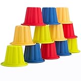 webake Puddingform Silikon Puddingförmchen Jelly Förmchen 12 Stück Muffin Silikonform für Pudding, Muffins, Cupcakes und Desserts, 4 Regenbogenfarben