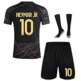 Trendwerk Fußballtrikot Set für Kinder, Fussball Trikot Trainingsanzug mit T-Shirt, Shorts und Socken, Jersey Football Sporttraining, Schwarz Trikot Fussball Jungen (24, Schwarz 10)