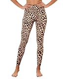 FlexVie Leggings Damen Schwarz Blickdicht - High Waist Leggins Damen für Sport Yoga Alltag, Weiche Damen Leggings Weiß & Bunt, Shape Leggings Damen Leopardenmuster L XL