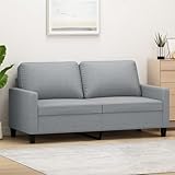 Gecheer 2 Sitzer Sofa Couch Loungesofa Polstersofa 2 Sitzer Sessel Stoffsofa Gästesofa Wohnzimmersofa Clubsofa Sitzmöbel für Wohnzimmer Schlafzimmer Büro Hellgrau 140 cm Stoff