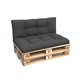 POKAR Palettenkissen Wasserabweisend Palettenauflagen Palettenmöbel Palettensofa 2er Set: Sitzkissen 120x80 + Rückenlehne 120x40, Anthrazit