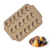 DELITLS Madeleine Backformen, 18 Löcher Madeleines Backblech Bärentatzen Backform für Schokolade, SüßIgkeiten, Kekse, Eiswürfel(Gold)