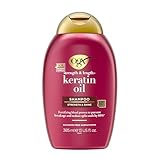 OGX Keratin Oil Shampoo (385 ml), kräftigendes Anti-Haarbruch verhindert nachweislich Haarbruch und reduziert Spliss um bis zu 80%, Haarpflege mit Keratin Öl für strapaziertes Haar