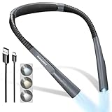 Glocusent Verbesserte LED Hals Leselampe, Valentinstagsgeschenk für Ihn, Handarbeitslampe, Leselampe Bett, 30-Min Timer, 3 Farben & 3 Helligkeiten, Wiederaufladbar & Langlebig, Stricken & Reparieren