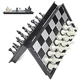Reise-Schachspiel, magnetisch, tragbar, zusammenklappbar, doppelte Verwendungszwecke, Schach, Damen, Camping, Erwachsene