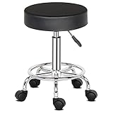 Bürohocker, Rollhocker, professionell, um 360 ° drehbar, höhenverstellbar, für Massagesalon, Küche, Büro, Klinik, Nähen, Klavier, Schwarz
