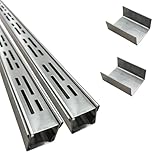 SXSJMY Entwässerungsrinne flach 3,5 cm breit 2 m lang, ablaufrinne aussen aus 304 Edelstahl mit Kupplung, entwässerungsrinne schmal für Beton/Pflastersteine/Terrassen/Gehwege