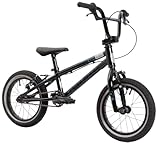 KHE EVO LL 14 Zoll BMX Bike 2025 – 7,5kg leicht, Aluminiumrahmen & Lenker, V-Bremse hinten, breite Reifen, für Kinder ab 95 cm – Freestyle BMX für Street, Pumptrack, Race & Park – Schwarz