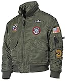 MFH US Kinder-Pilotenjacke, CWU, mit Fliegerabzeichen (oliv, L)