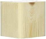 Rayher 62838000 Holz-Sockel massiv, 8x8x8 cm, mit Loch, Halterung für Sterne oder Kugeln am Stab, Holzblock aus Fichte, Holz-Würfel massiv, mit Loch für Metall- oder Holzstab, Beige