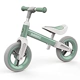 MHCYLION Laufrad ab 1.5-4 Jahre bis zu 25 kg, Lenkrad und Sattel höhenverstellbar, Lenkradschloss, Ultraleicht Kinderlaufrad Balance Fahrrad für Jungen Mädchen(Grün)