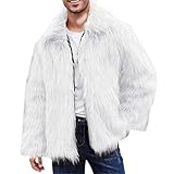 DxanDn Mantel Herren Clearance,Pelzmantel Herren Kunst Felljacke Pelzkragen Wind Coat Winterjacke Faux Pelz Fur Warm Mantel Pelzjacke Langarm Revers Faux Pelz Jacke Cardigan Winterjacke Parka