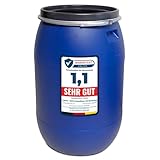 plasteo® 220 Liter Weithalsfass mit Deckel und Spannring, Lebensmittelecht BPA-Frei, Futtertonne Kunststofffass Deckelfass Regentonne Regenfass Lagerfass Sauerkrautfas, Stapelbar Palettengerecht, Blau