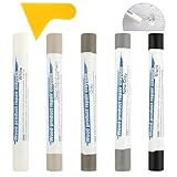 Laminat Reparaturset 6 Pcs, Holzkitt Graue Holzreparatur Set mit Schaber, Hartwachs Reparaturset, Parkett Reparaturset, Heißer Holzreparaturstift zur Behebung von Schäden und Kratzern auf Holzfußböden