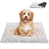 VUTYNKO Selbstheizende Decke für Hunde Katzen 50x40cm, Selbstheizende Katzendecke Grau Haustier Heizkissen Warm Komfortabel, Waschbarer Warmedecke Gerauschdämpfung mit Rutschfester Unterseite