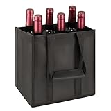 Ancable Flaschentasche 6 Fächer, Flaschenträger Flaschenkorb 27x27x18cm, Getränketasche aus Oxford Stoff für 1,5L Flaschen, Faltbarer Flaschen Organizer mit Trennwänden für Wasserflaschen Wein Bier