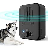 Antibell für Hunde, 3 Frequenzstufen Sonic Anti Bell, 33Ft Reichweite Antibell Ultraschall Gerät für Hunde, Wiederaufladbare Hundebell-Kontrolle im Innen Außenbereich, Anti-Bell-Mittel Hunde/Schwarz