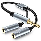 Cuteluding Audio Splitter Aux Splitter Kabel Kopfhörer Doppelstecker,3,5mm Stereo Klinke kopfhörer Adapter Kabel,Klinke Splitter kompatibel mit Kopfhörer,Tablet,PC,Tablet,Autoradio,Lautsprecher Grau