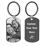 SHININGGIFTDESIGN Personalisierter Schlüsselanhänger mit Bild, personalisierte Gravur, Foto/Text/Hundemarke, Schlüsselanhänger für Familie, Männer, Freund, Geschenke