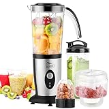 Uten Standmixer Mixer Smoothie Maker Multifunktion Entsafte Fleisch Zerkleinerer Ice Crusher Elektrisch edelstahl Smoothie Mixer Küche mit Flasche 5 in 1 (220W，22000U/Min)