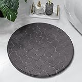 chakme Badematte Memoryschaum Badteppich Memory Foam Duschvorleger Saugfähige Badvorleger Badezimmerteppich Duschmatte Deko Fussmatte rutschfeste Matte für Badezimmer Wohnzimmer 60x60 cm, Dunkelgrau