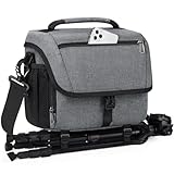 RAINSMORE Kameratasche Spiegelreflex DSLR SLR Fototasche Groß mit Regenschutzhülle Taschen für Fotografen Kamera Objektive Zubehör Grau
