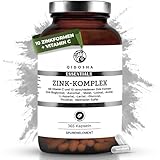 QIDOSHA® Zink Komplex plus Vitamin C, 365 Kapseln im Apothekerglas, 25 mg Zink (250% NRV) aus 10 verschiedenen Zink-Formen, vegan, deutsche Fertigung, jede Charge laborgeprueft