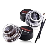 Music Flower Gel Eyeliner Set 2 In 1, Schwarz Brauner Wasserfest Langanhaltenden Gel-Eyeliner, mit 2 Pinseln, Leicht Aufzutragendes Augen Make-up und Leicht zu Entfernen, 0,21 Unzen, 2er Pack