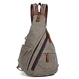 KL928 Canvas Sling Bag Rucksack Damen und Herren – Schulterrucksack Umhängetasche Crossbag Verstellbarem Schultergurt Perfekt für Outdoorsport, Wandern, Radfahren, Bergsteigen, Reisen