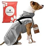 DOGOPAL Regenmantel Hund wasserdicht für kleine & große Hunde - Hunderegenmantel mit Reflektorstreifen - Wasserdichter Hundemantel, Regenschutz & Regenjacke (Grau, S)