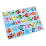 SUPVOX Arabisches Alphabet Puzzle Holzspielzeug Montessori Lernspielzeug Ab Jahren Kognitives Legespiel zur Sprachentwicklung Hand Auge koordination und Logischem Denken Mittlere Blau