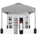 Best Choice Products Pop-Up-Baldachin mit Seitenwand, 3 x 3 m, 10 Taschen, tragbare Tragetasche, 1-Knopf-Setup, 4 Gewichtstaschen – Silber