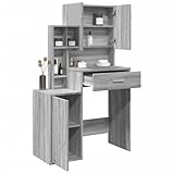AJJHUUKI Schminktisch mit Schrank, Grau, Sonoma, 80 x 35 x 132 cm, Möbel, Schränke und Aufbewahrung, Waschtische, Schlafzimmer-Schminktische