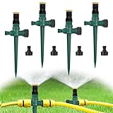 4 Stück Rasensprenger 360°, Drehbarer Gartensprenger, Automatische Wasser Sprinkler, Garten Sprinkler, Bewässerungssystem Wassersprenger Einstellbar für Rasen, Garten, Outdoor (Grün)