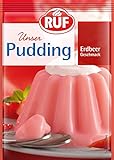 RUF Erdbeer-Pudding mit fruchtiger Erdbeernote, glutenfrei, schmeckt wie bei Oma, nur mit Milch und Zucker aufkochen, 3x38g