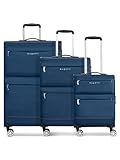 Bugatti Weichgepäck Koffer-Set 3-teilig | Reise-Trolleys aus hochwertigem, robustem Polyester Material | für Damen und Herren | 4 Doppelrollen & TSA-Schloss | Go Light Soft Serie