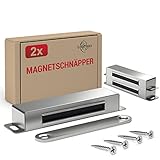 LouMaxx Magnetschnäpper extrastark - Haltekraft 25kg - 2er Set aus Edelstahl – Türmagnet - Schrankmagnet – Möbelmagnete – Tuer Magnetverschluss Edelstahl– Magnethalter Schranktür für sicheren Halt…