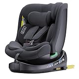 Kindersitz i-Size R129 Kindersitz, 0 bis 12 Jahre 40 bis 150 cm, 360° drehbar | ISOFIX | Gruppe 0+1/2/3 Kindersitzerhöhung, Armlehnen und Kopfstütze höhenverstellbar (Black)