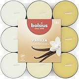 Bolsius - 18 Duft theelichter - Vanille - Brenndauer von 3,5 Stunden - Durchmesser 38 mm – Natürliche Extrakte – Enthält Veganes Wachs – Ohne Palmöl, Vanilla