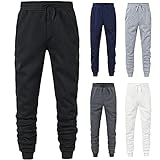 QzSSbii Herren-Hose mit elastischer Taille, Golfhose, Freizeithose, Jogger, Wanderhose, elastische Taille, Kordelzug, lockere Passform, Bleistifthose, Hip-Hop-Sweathose, weiß, XXL