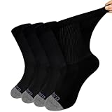 LOFIR Diabetiker Baumwolle Socken Herren: Gesundheitssocken mit Extra Weiter Bund Ohne Gummi Ohne Naht Venenfreundliche Socken mit Bequemer Gepolsterter Sohle für Herren Schwarz 4 Paare Größe 43-46