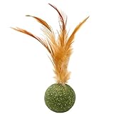 Katzenminze Ball Spielzeug - Zahnreinigung Katzenminze Roller, Kätzchen Feder Essbarer Ball, Interaktives Katzenspielzeug für Indoor Katzen Spielzeug, Orale Zahnreinigung, Haarbälle Entfernung