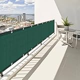 SUNNY GUARD Balkon Sichtschutz Wetterfest 85x500cm Balkonverkleidung Balkonabdeckung Balkonumspannung UV-Schutz Windschutz mit Kabelbinder,Green