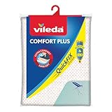 Vileda Comfort Plus Bügelbrettbezug für Dampfbügelstation, 3 Lagen, Quick-Fix-System, Bügelbretter von 30–45 cm x 110–130 cm, Blau
